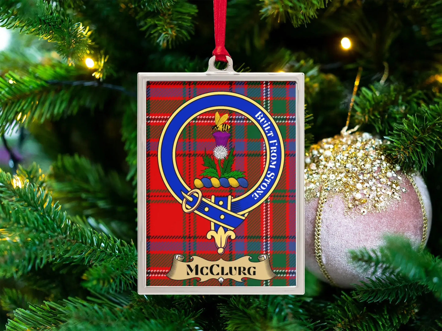 McClurg Family Tartan Crest Ceramic Ornament product