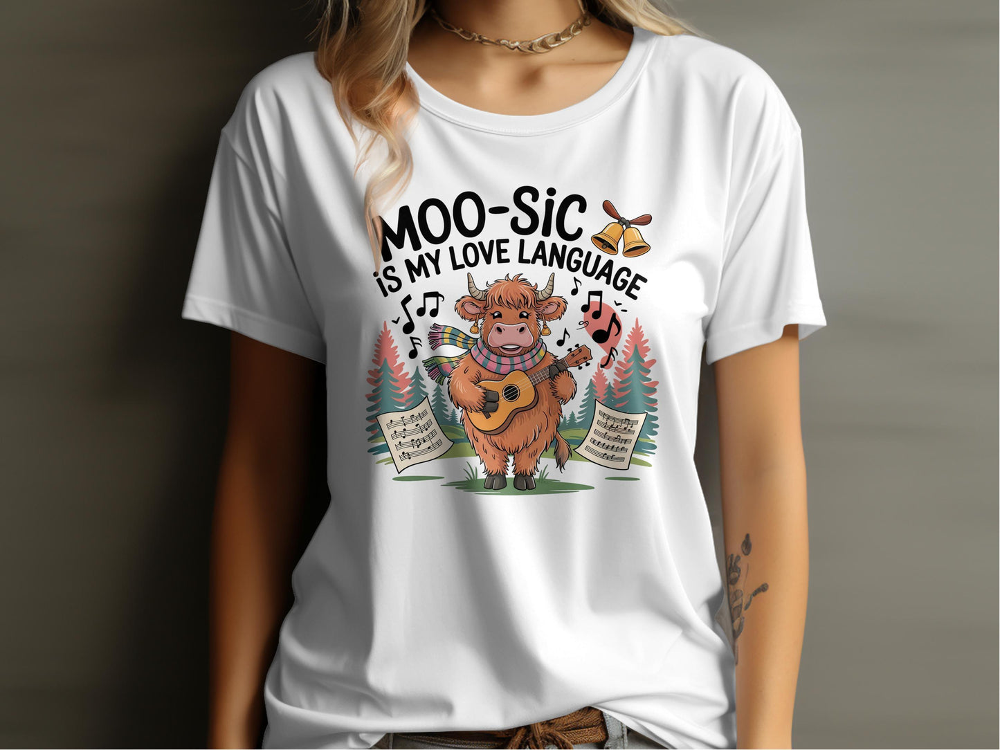 Moo-Sic Is My Love Language Cute Graphic Tee product type
