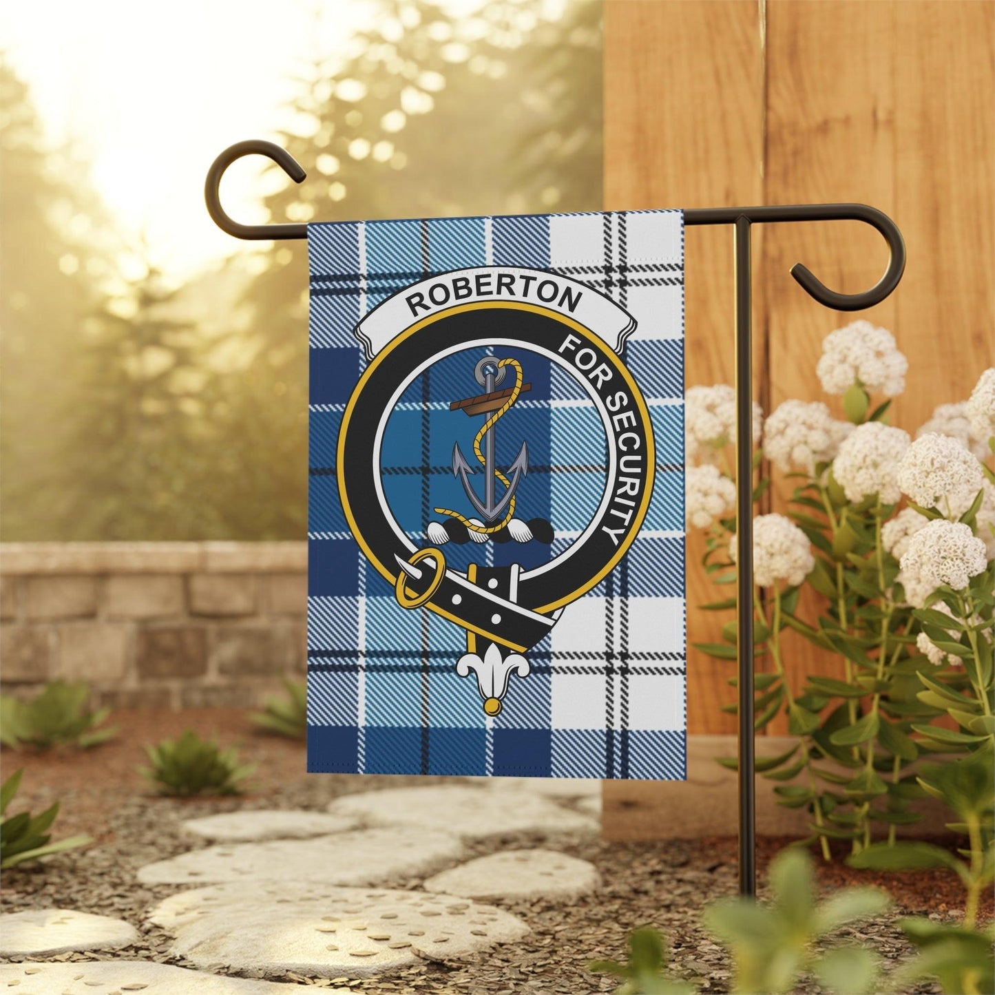Robertson Clan Scottish Tartan Crest Garden Flag - Celtic Ancestry Gifts