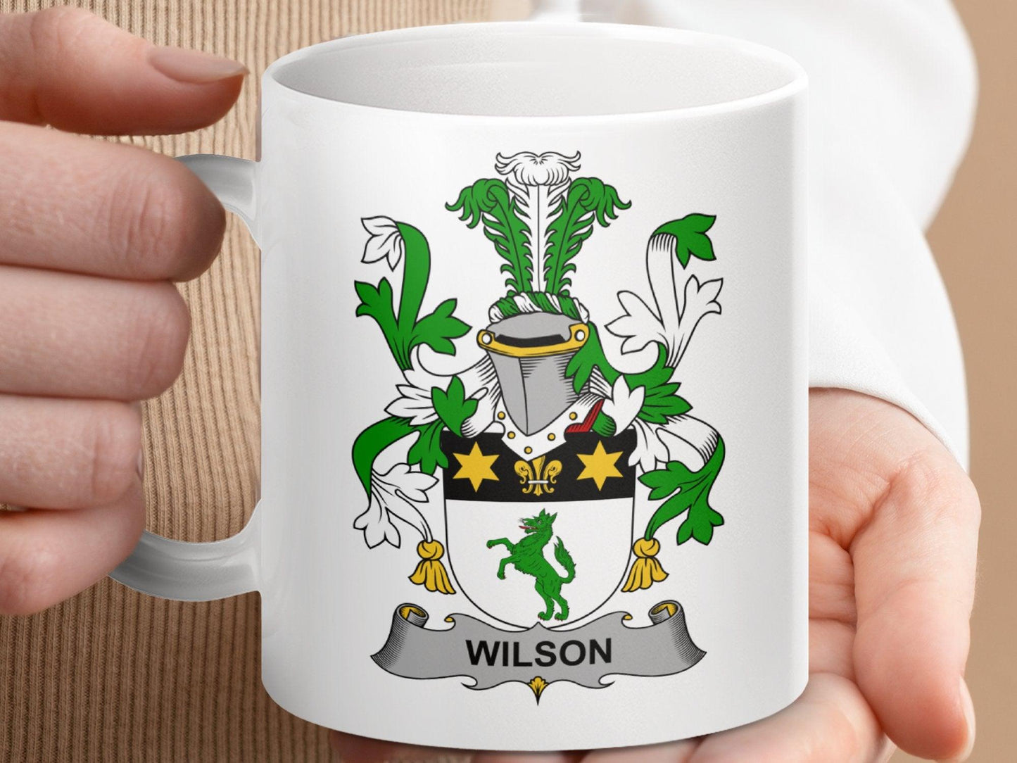 Wilson Family Coat of Arms Heraldry Crest Mug - Celtic Ancestry Gifts