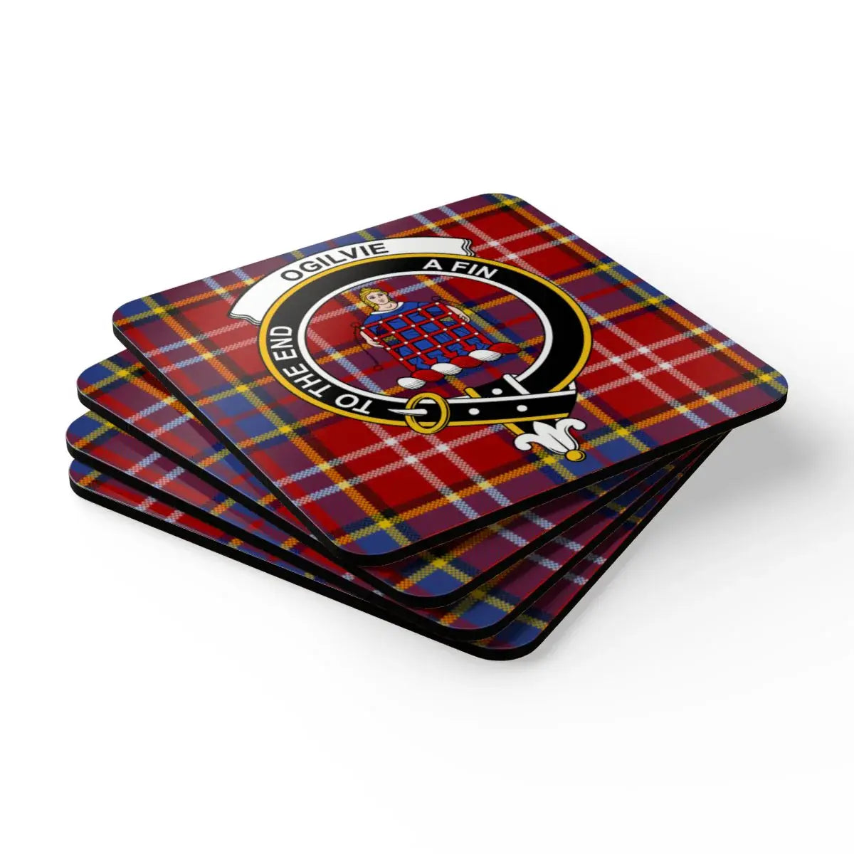 Ogilvie Tartan Clan Crest Square Coaster Set product type