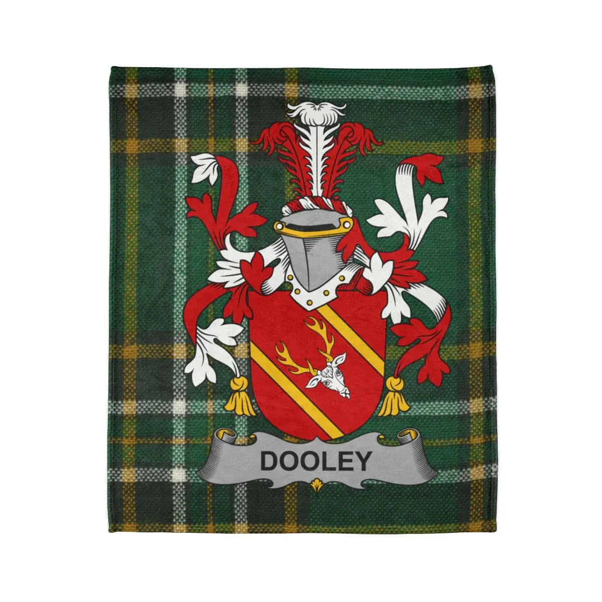 Dooley Family Crest Green and Red Tartan Blanket product