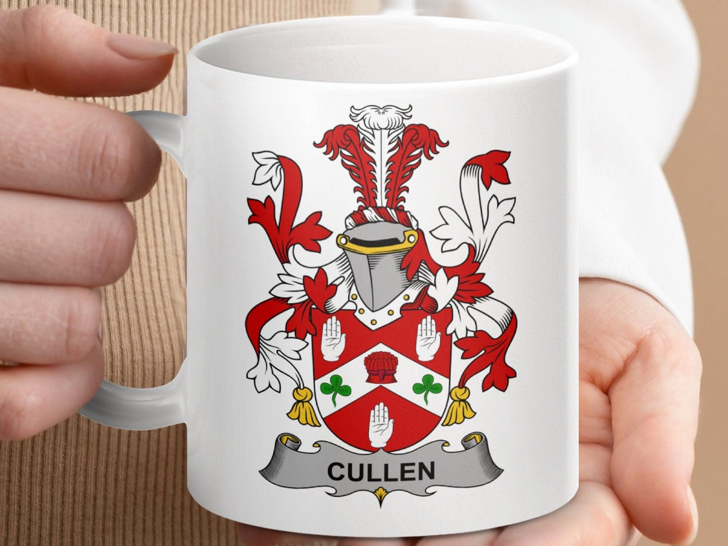 Cullen Surname Irish Family Crest Mug - Celtic Ancestry Gifts