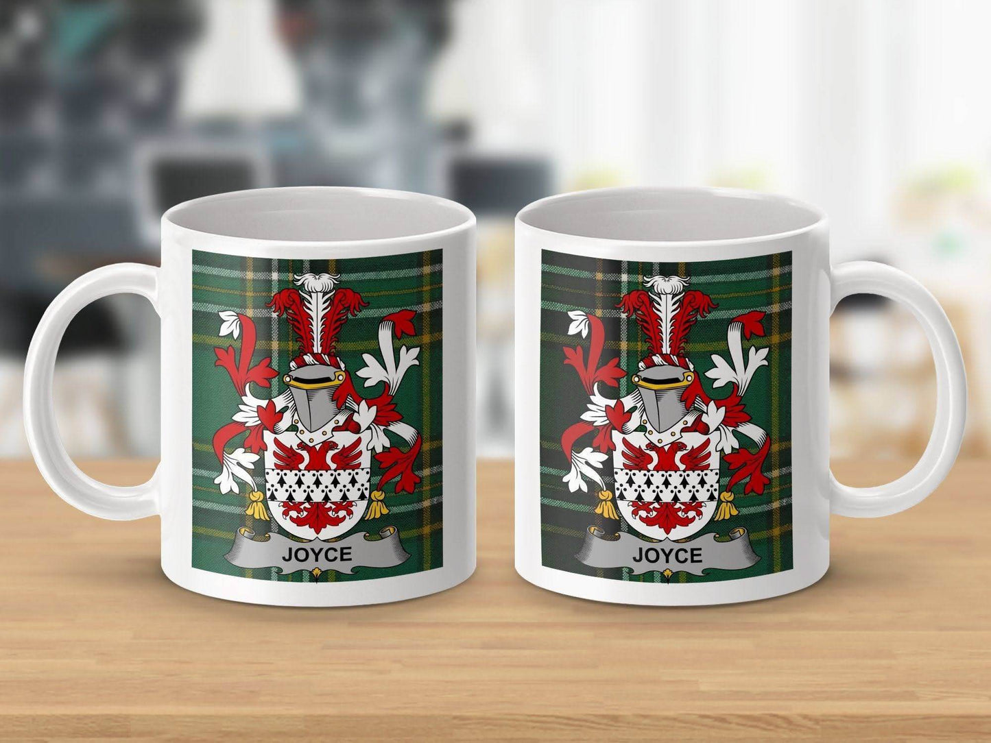 Joyce Surname Family Crest Irish National Tartan Mug - Celtic Ancestry Gifts