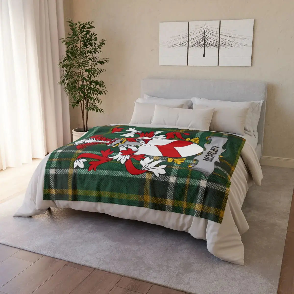 Customizable Christmas Plaid Bedspread Blanket product
