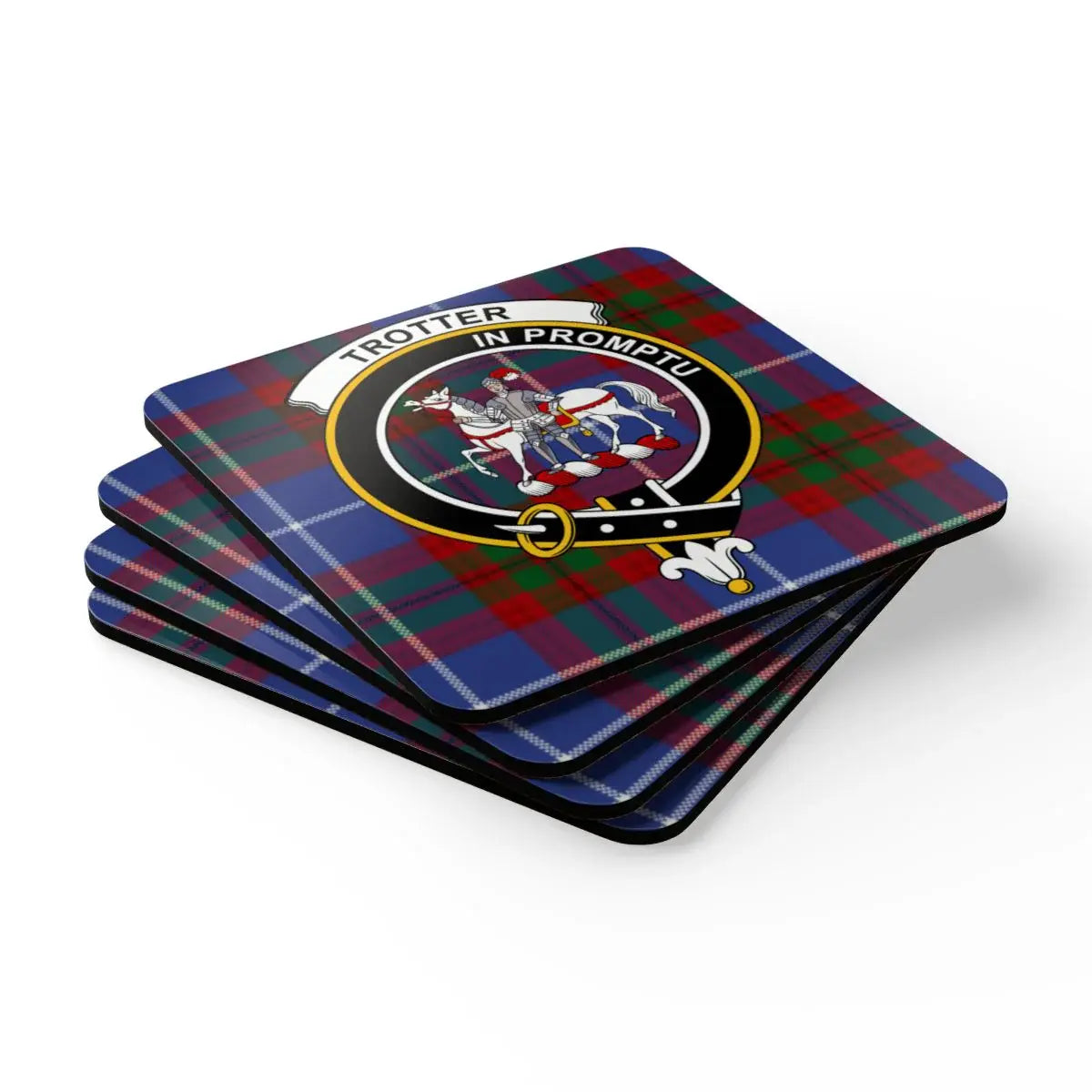Trotter In Promptu Clan Crest Plaid Coaster product type