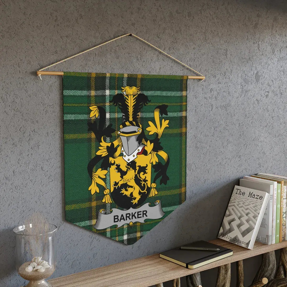 Custom Family Crest Plaid Tapestry Wall Hanging product