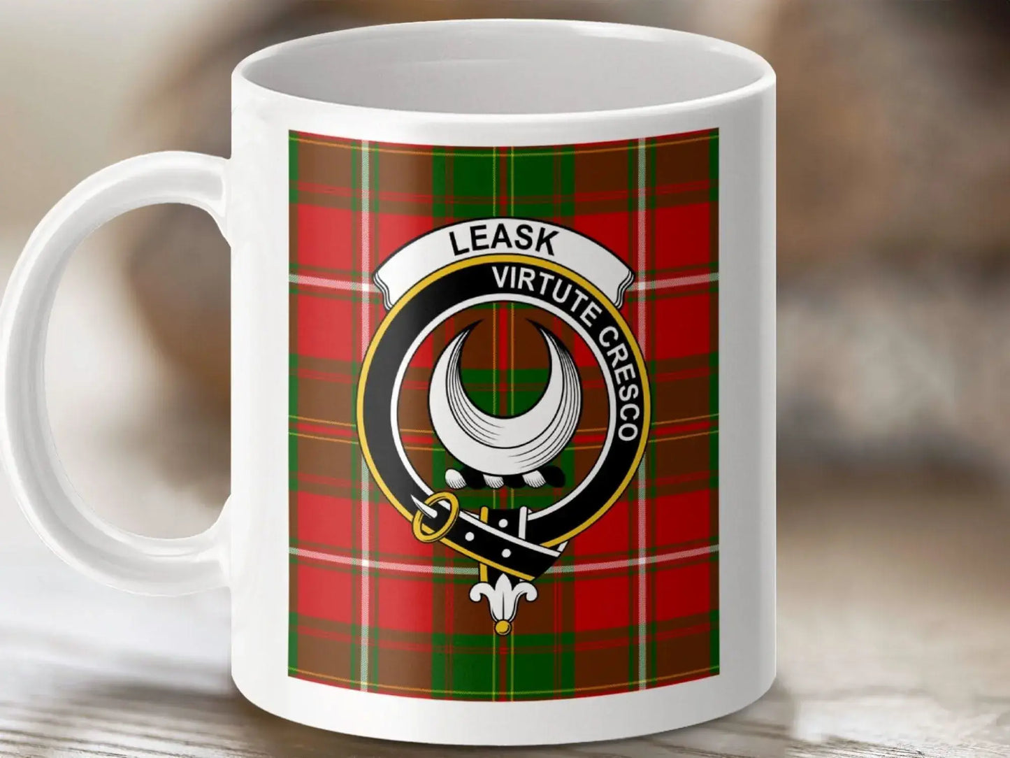 Leask Virtute Cresco Clan Emblem Plaid Mug product type