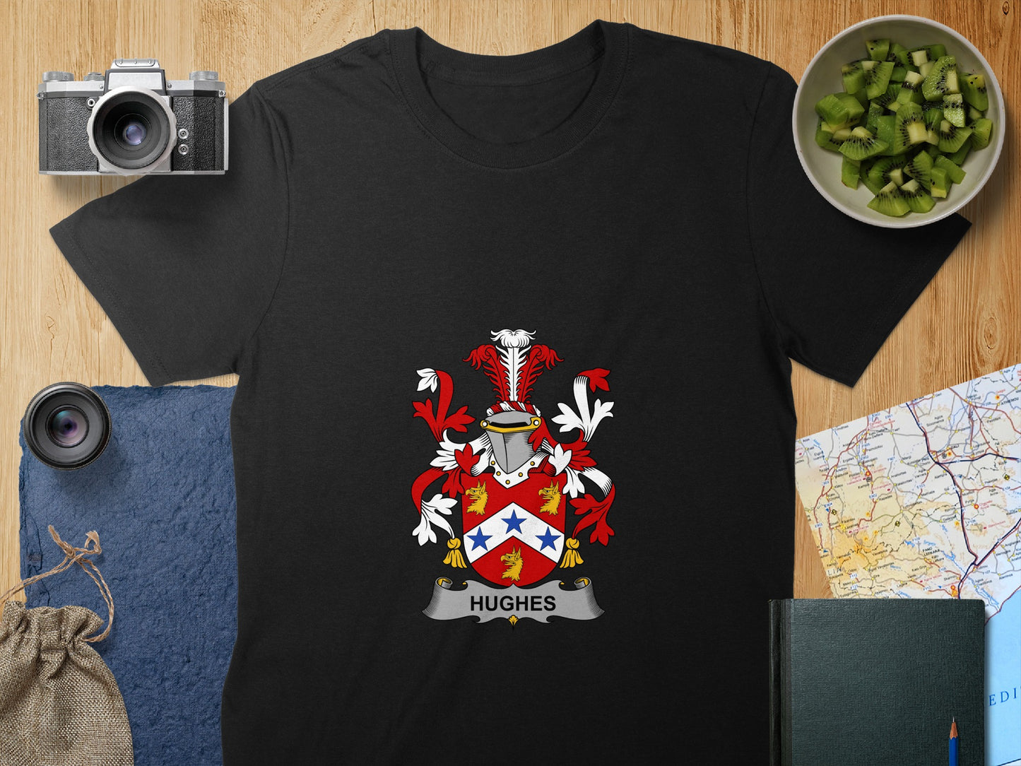Hughes Family Crest Emblem Graphic Shirt Product