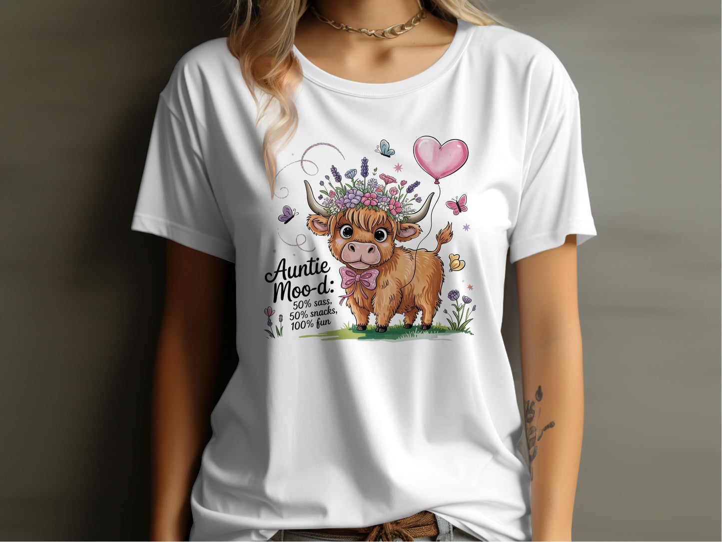 Cute Auntie Moo-d Cow Graphic Print T-shirt product