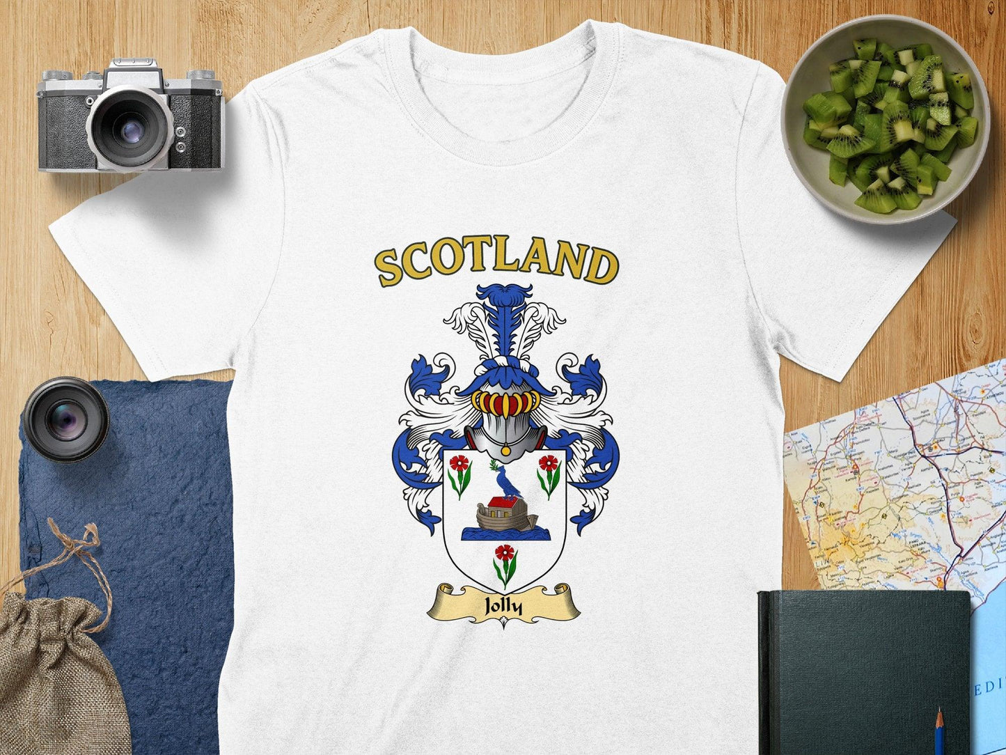 Jolly Clan Family Crest Coat Of Arms Design T-Shirt - Celtic Ancestry Gifts