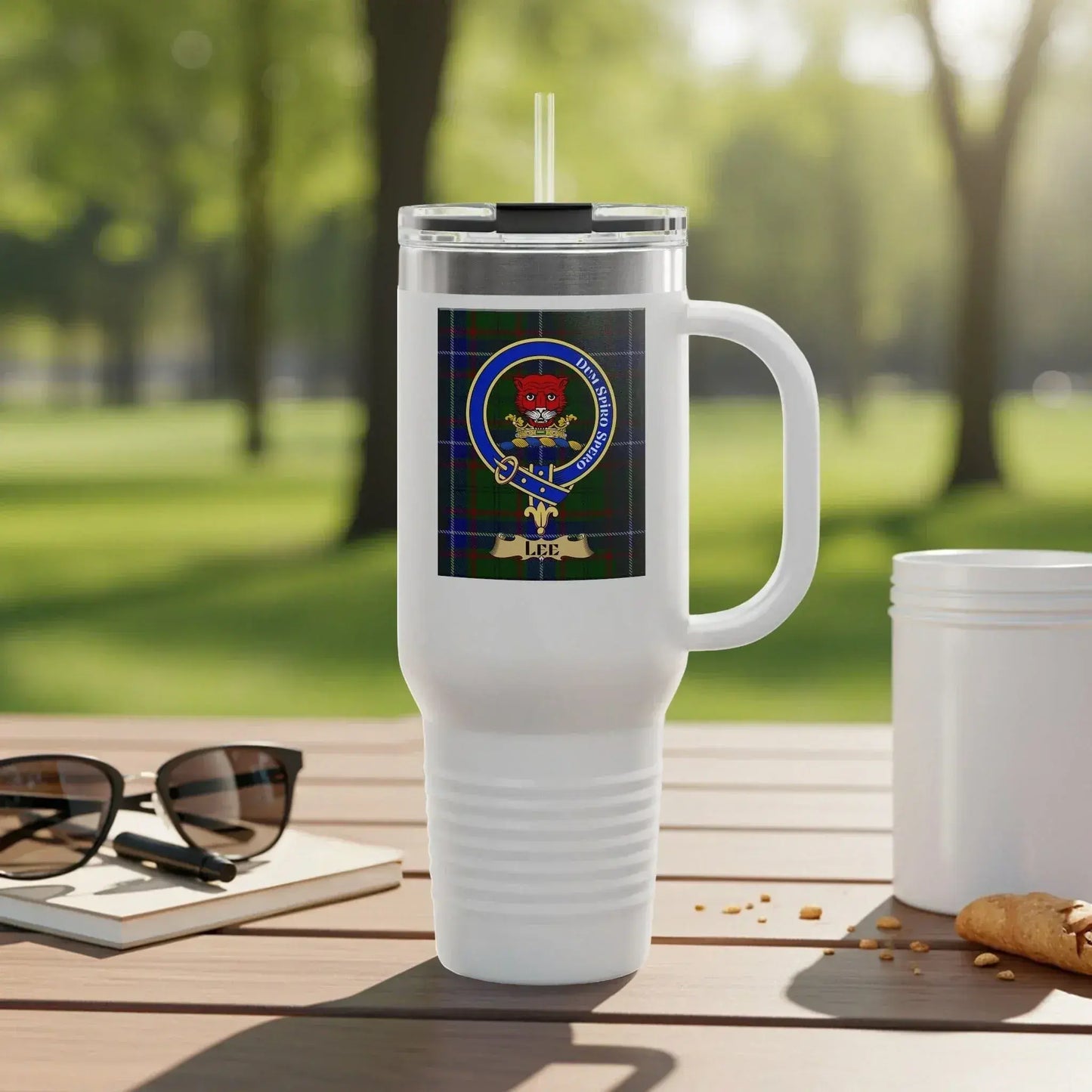 Personalized Clan Badge Travel Tumbler with Straw product