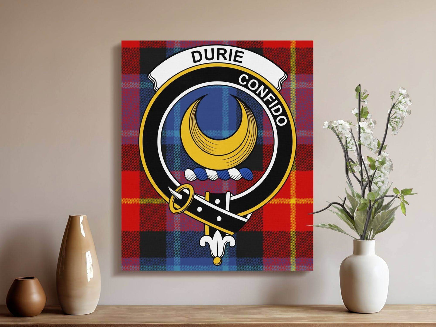 Durie Scottish Clan Crest Tartan Poster Canvas Wrap - Celtic Ancestry Gifts
