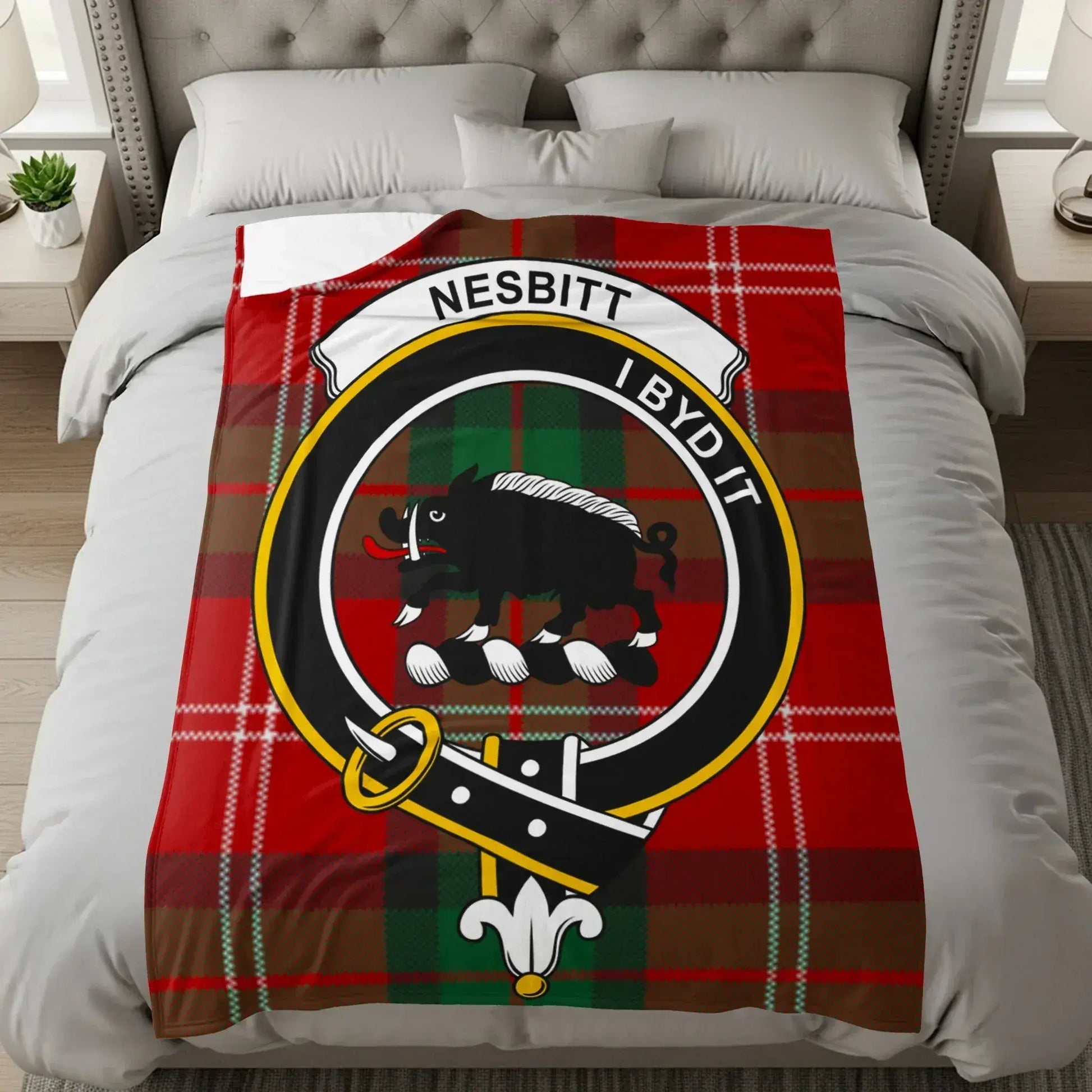 Nesbitt Clan Crest Tartan Blanket product