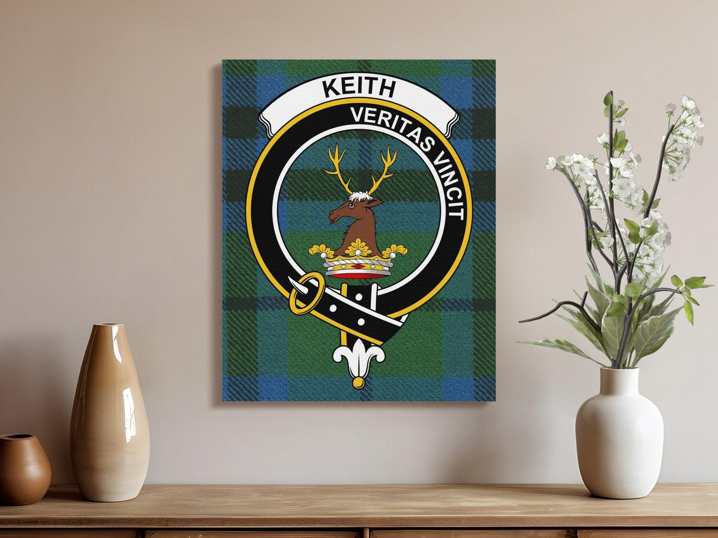 Keith Scottish Tartan Clan Crest Canvas - Celtic Ancestry Gifts