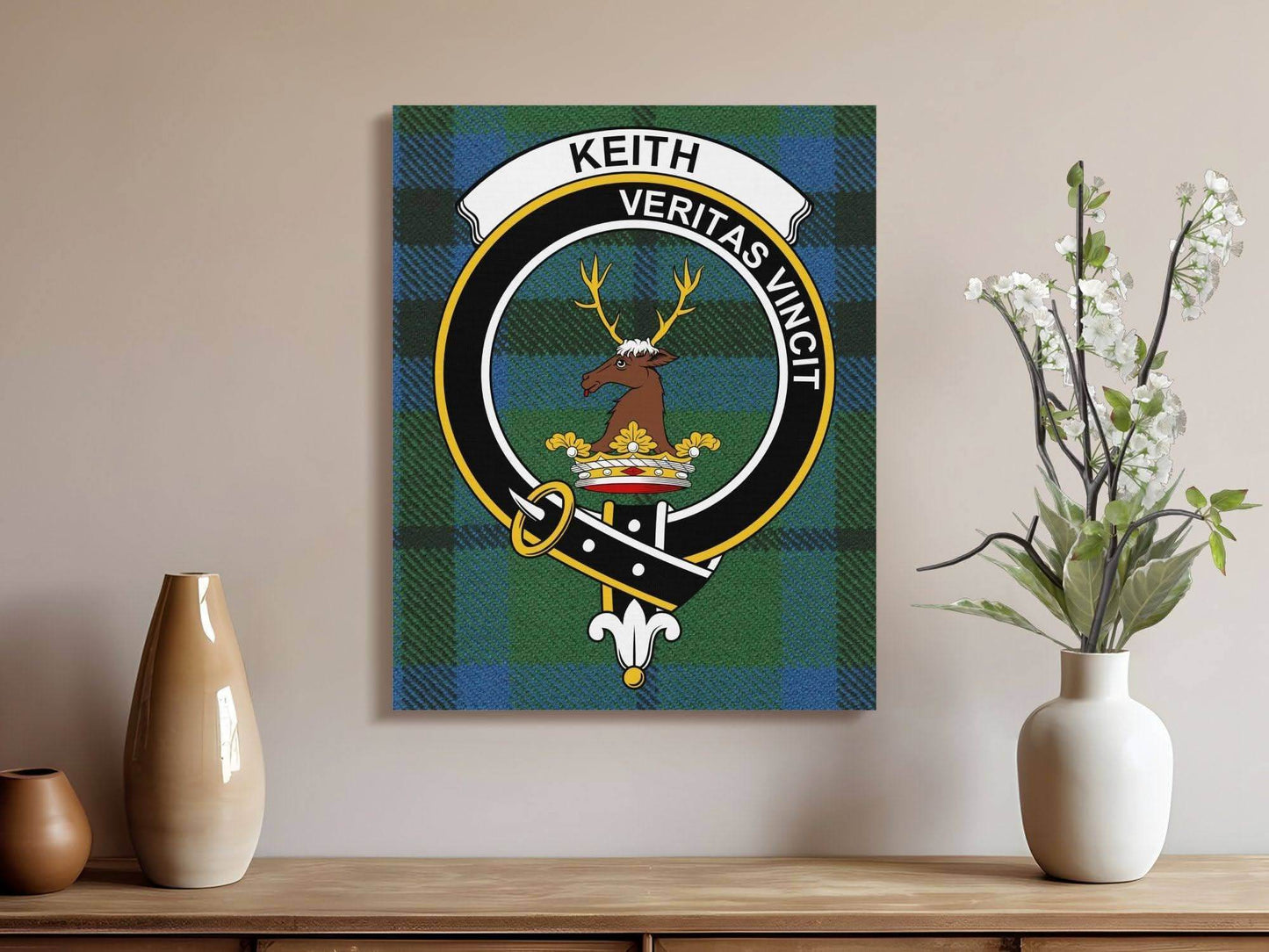 Keith Scottish Tartan Clan Crest Canvas - Celtic Ancestry Gifts