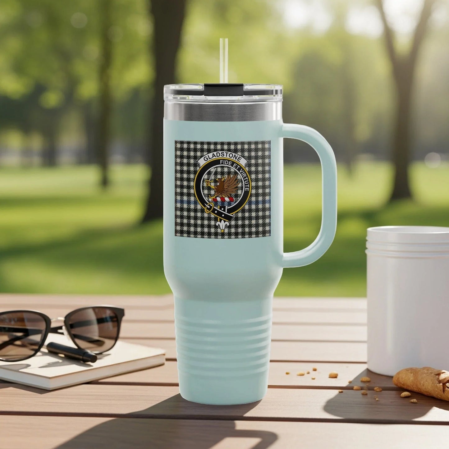 Elegant Stylish Gingham Design Travel Mug Product