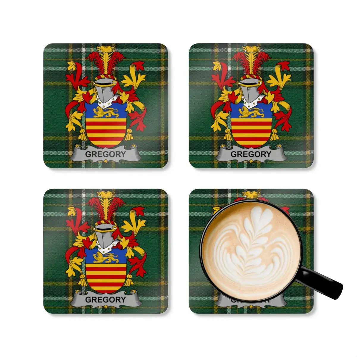 Gregory Family Coat of Arms Tartan Coasters product type