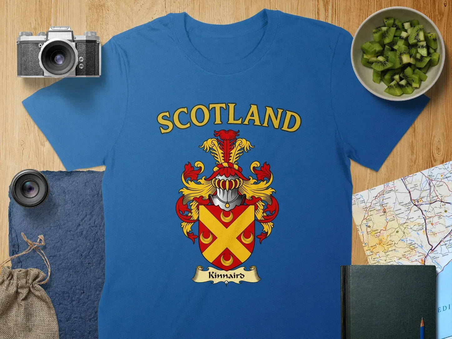 Scotland Kinmairi Crest Print Blue T-Shirt Apparel Product