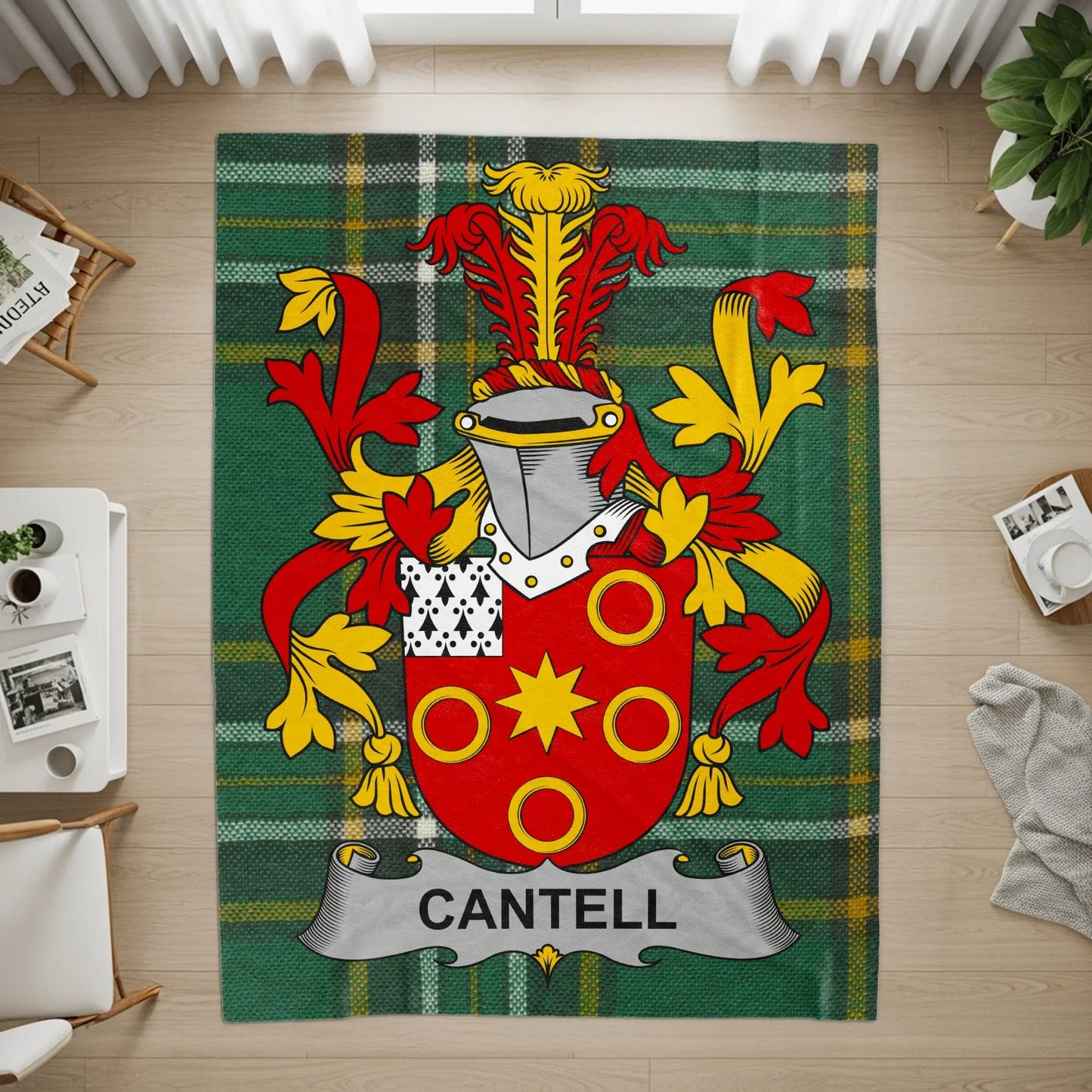 Personalized Family Crest Plaid Pattern Custom Rug product