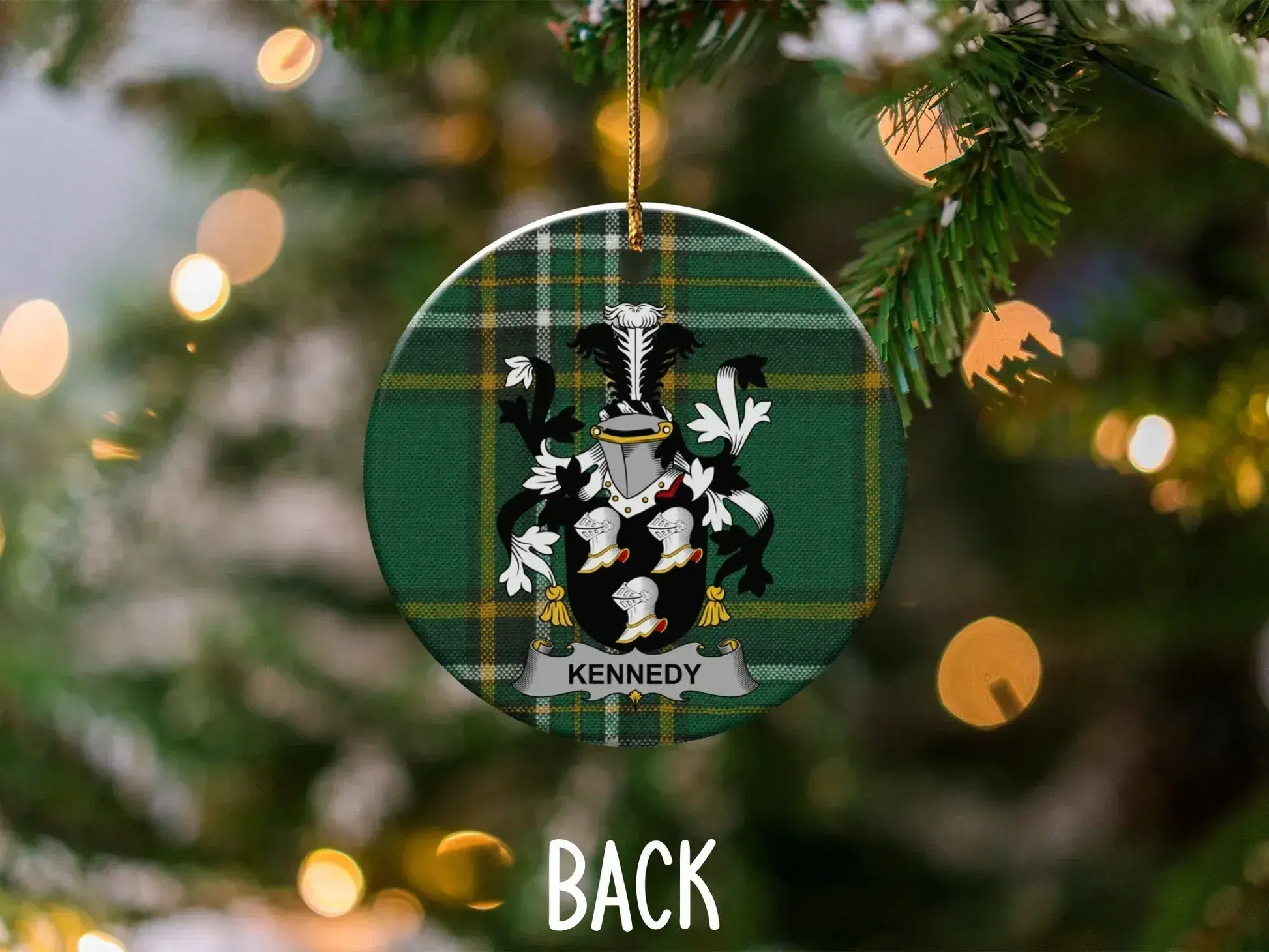 Kennedy Family Crest Green Plaid Design Ornament product