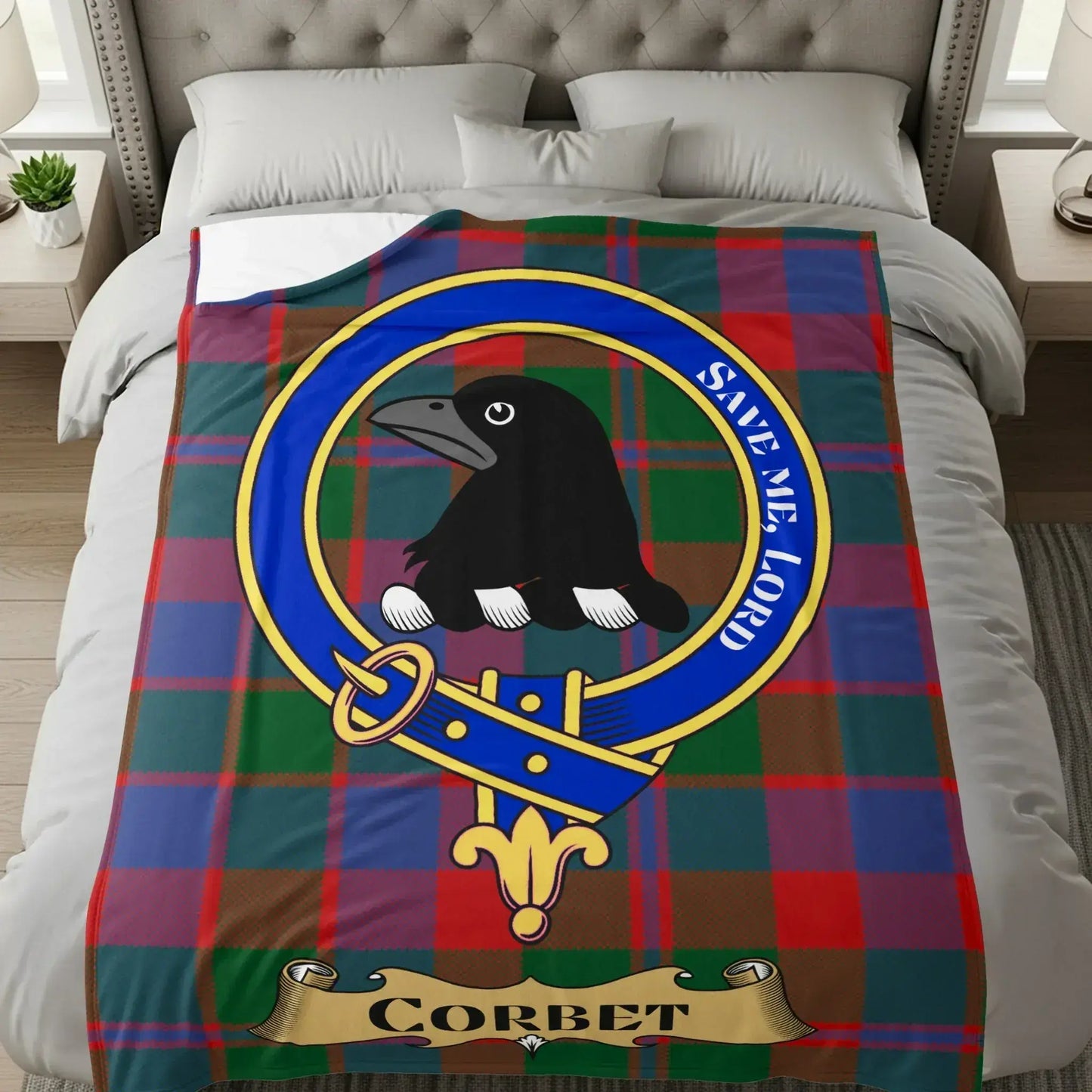 Corbet Plaid Crest Design Bedspread product