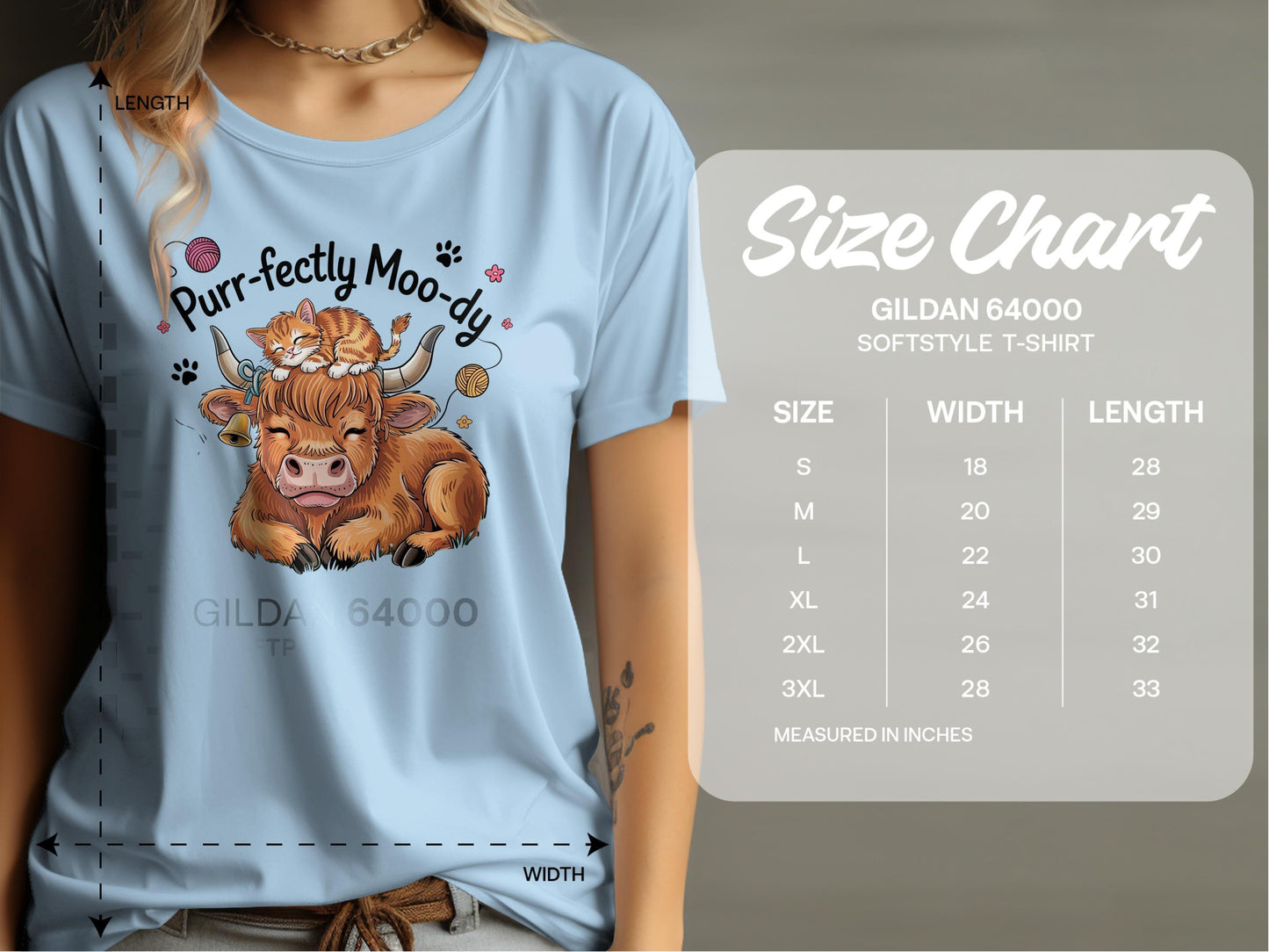 Purr-fectly Moo-dy Cute Highland Cow Cat T-Shirt - Celtic Ancestry Gifts