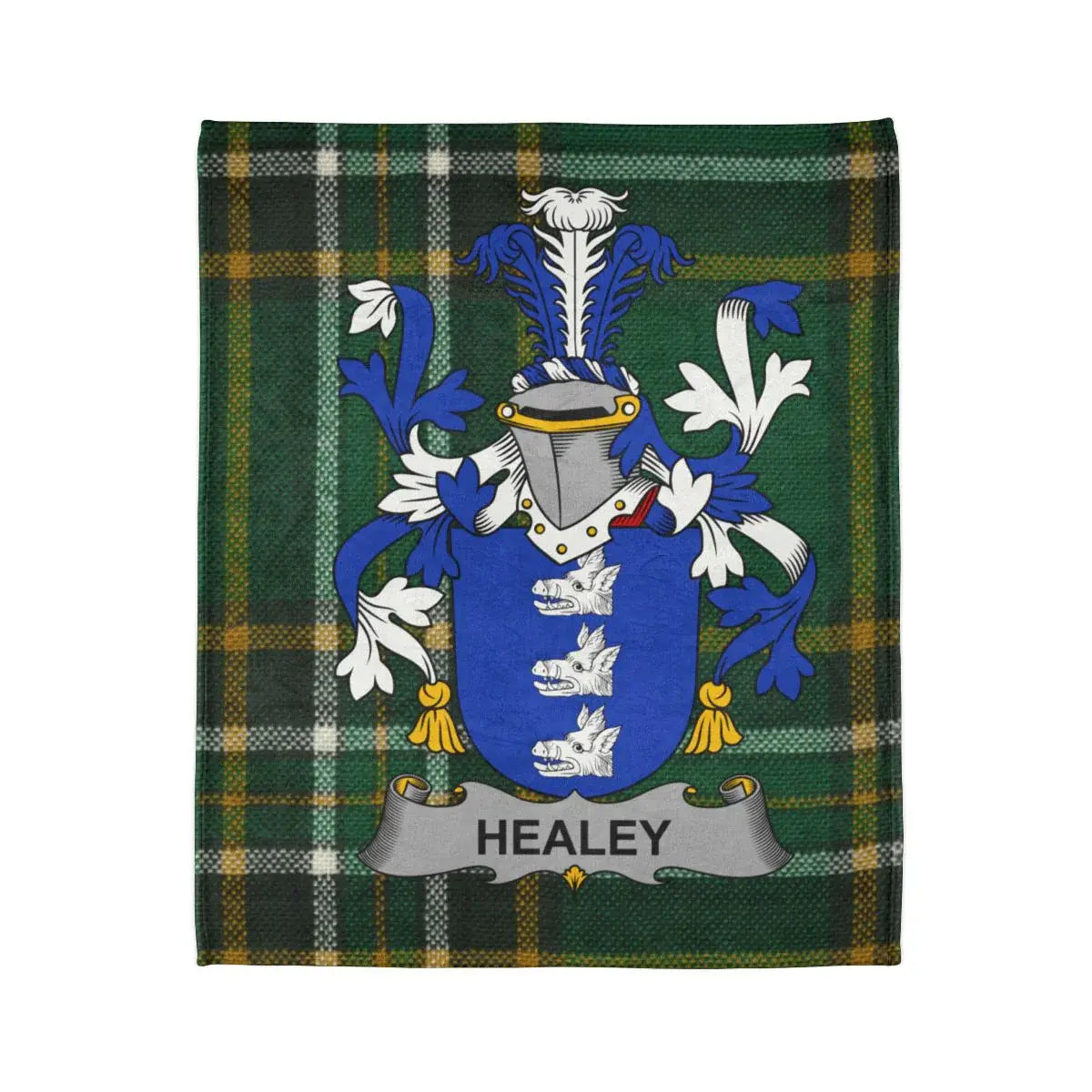 Healey Coat of Arms Plaid Throw Blanket product