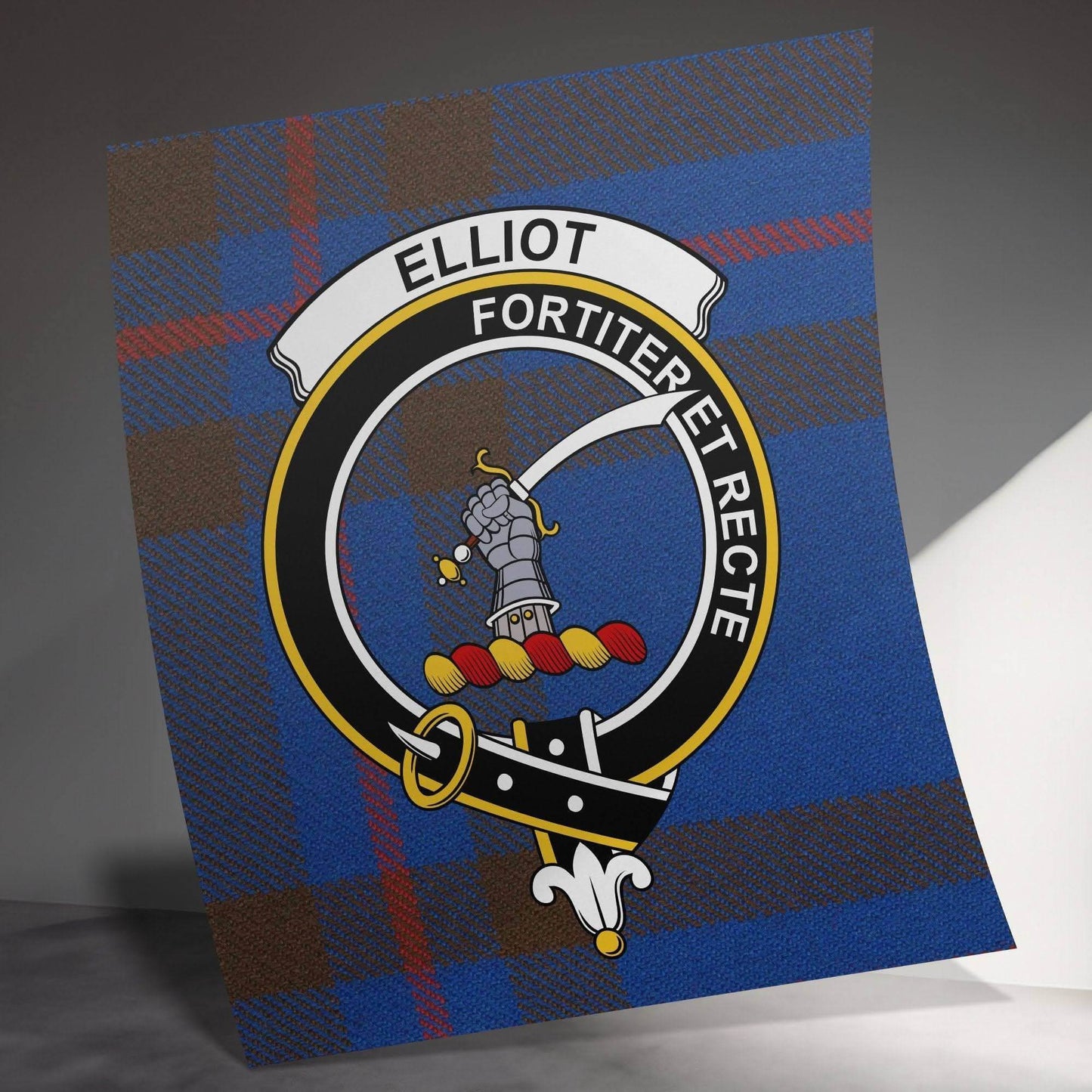 Elliot Scottish Clan Crest Tartan Poster Canvas Wrap - Celtic Ancestry Gifts
