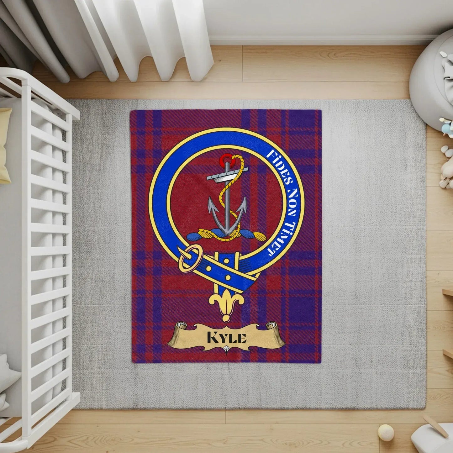 Personalized Kyle Anchor Plaid Design Nursery Rug product type