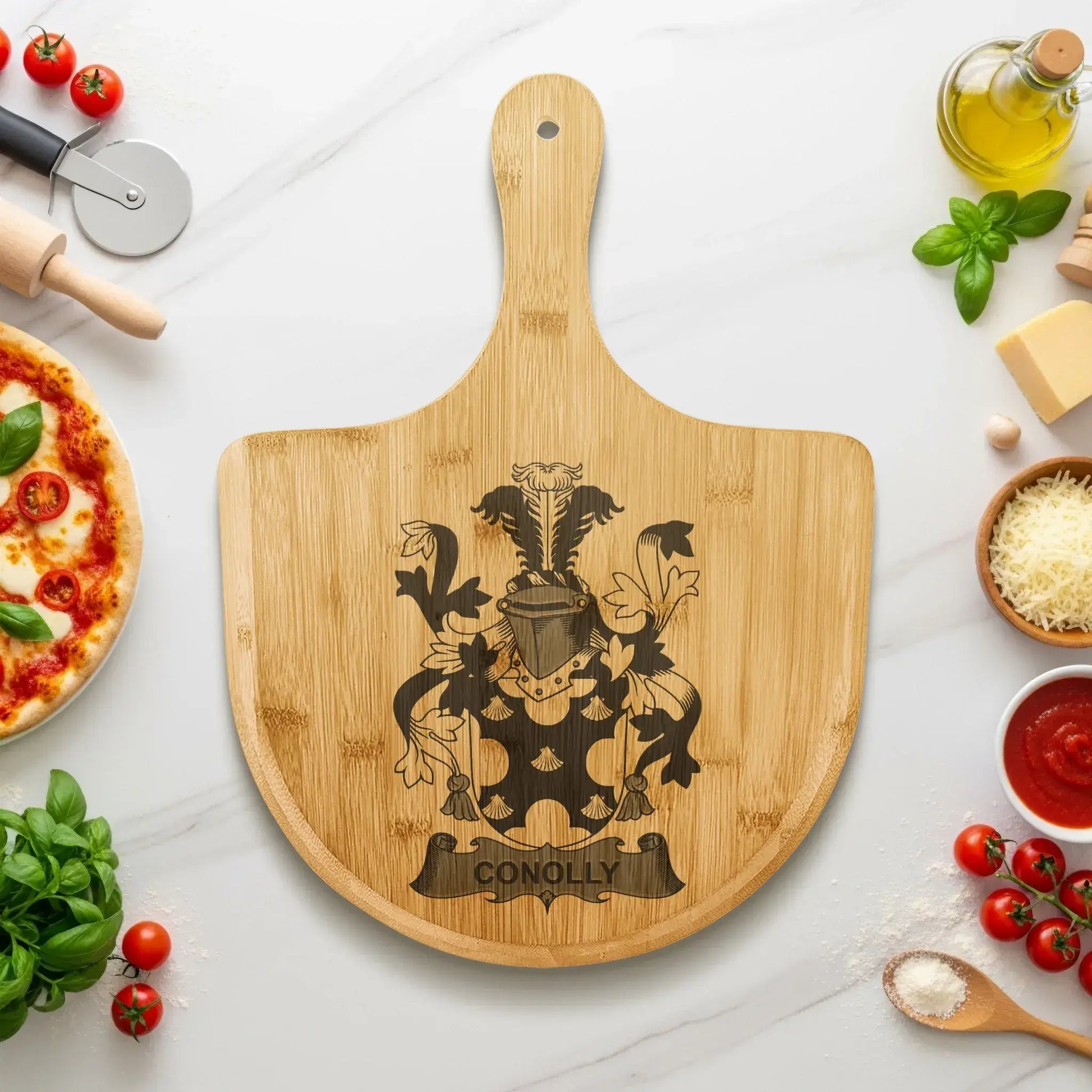 Custom Engraved Connolly Family Crest Cutting Board