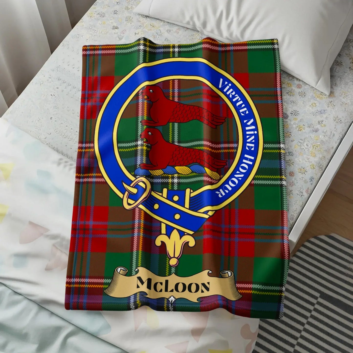 McLoon Clan Tartan Blanket with Crest Design product