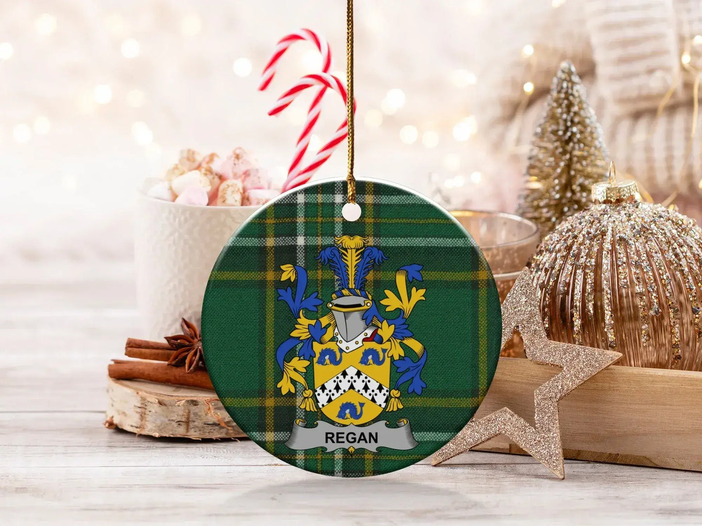 Regan Family Crest Round Christmas Ornament product