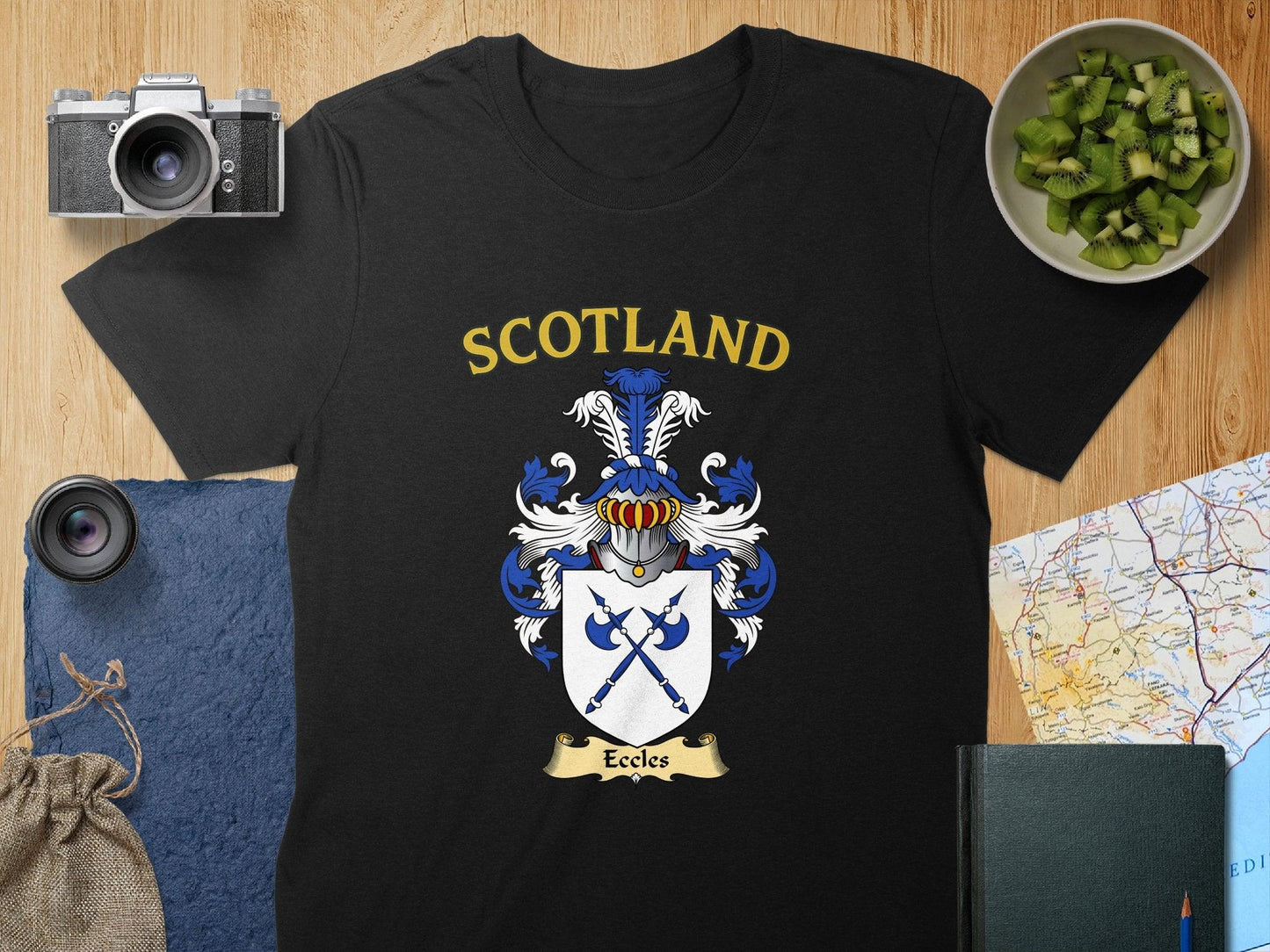 Eccles Clan Family Crest Coat of Arms Scotland T-Shirt - Celtic Ancestry Gifts
