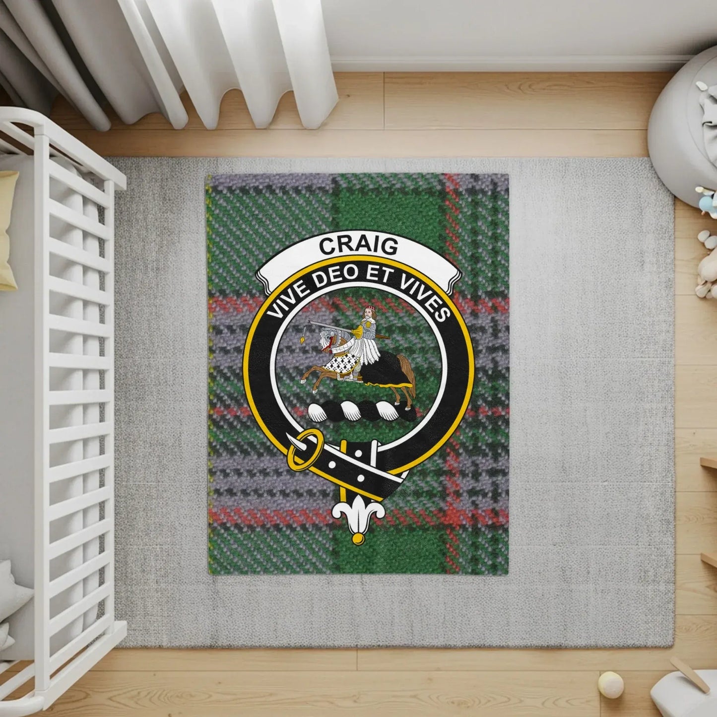 Craig Vive Deo Et Vives Embroidered Tartan Rug product type