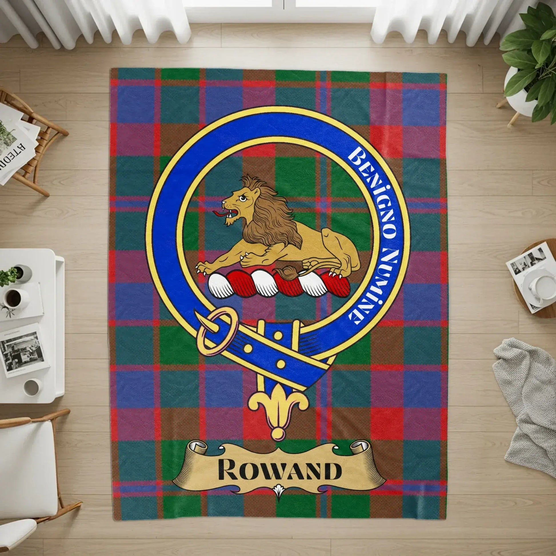 Personalized Rowand Plaid Crest Family Clan Rug product