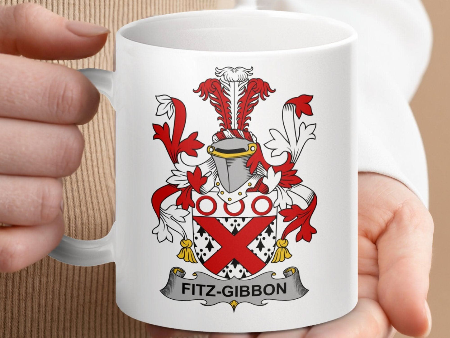 Fitz-Gibbon Surname Irish Family Crest Mug - Celtic Ancestry Gifts