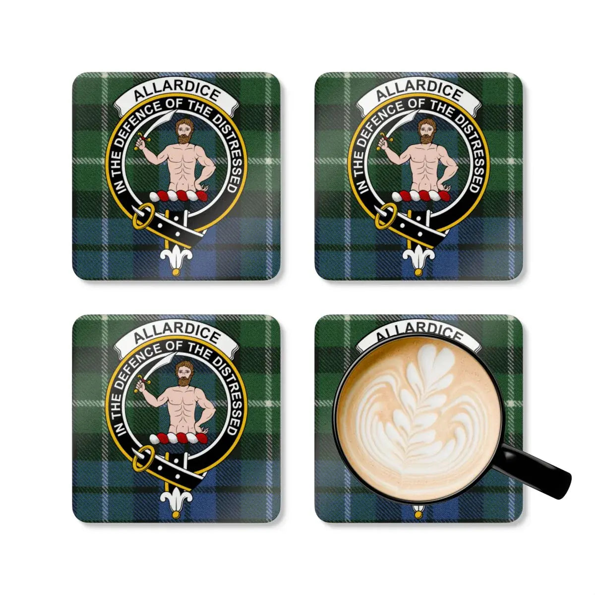 Clan Allardice Crest Plaid Coasters Set product