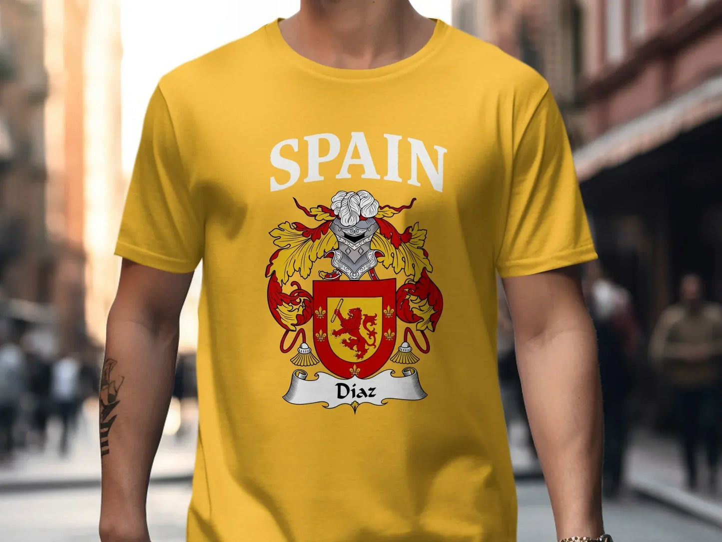 Spain Diaz Crest Emblem Graphic Yellow Shirt product