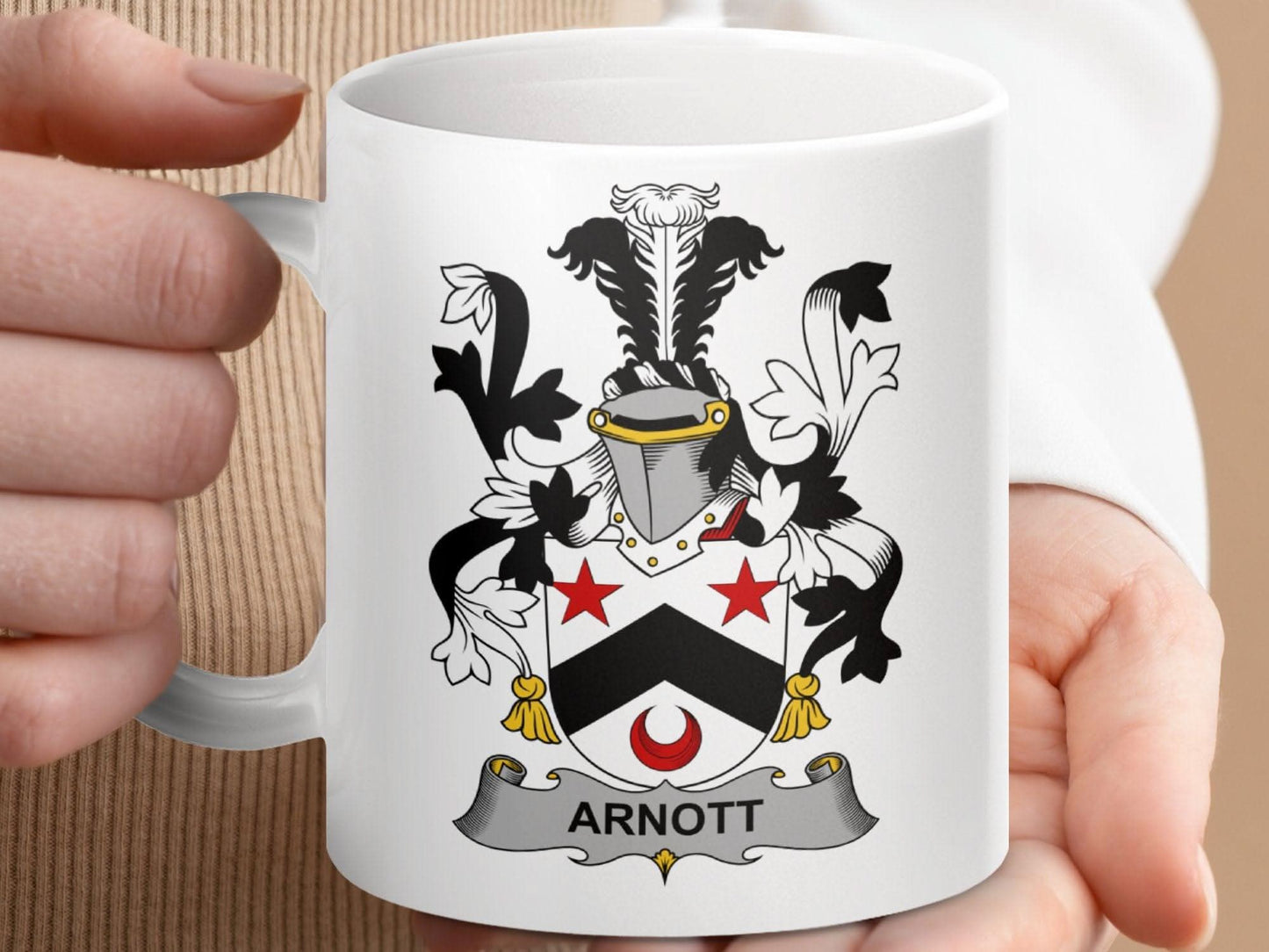 Arnott Surname Irish Family Crest Heraldry Graphic mug - Celtic Ancestry Gifts