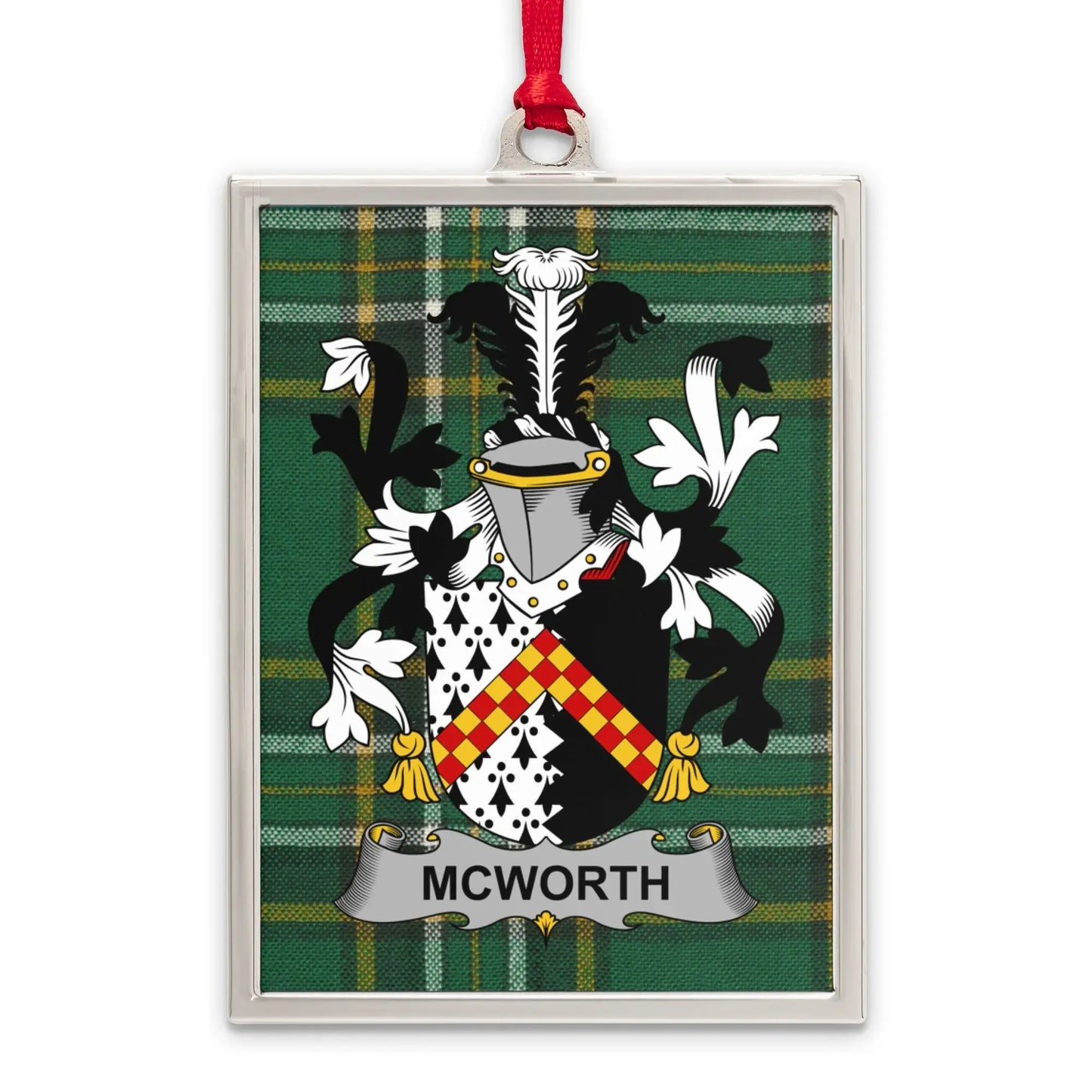 McWorth Family Crest Green Plaid Rectangular Ornament product