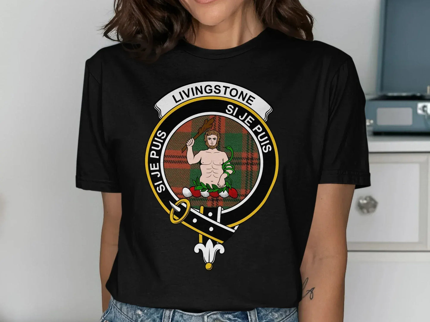 Livingstone Family Crest Illustration on Shirt product