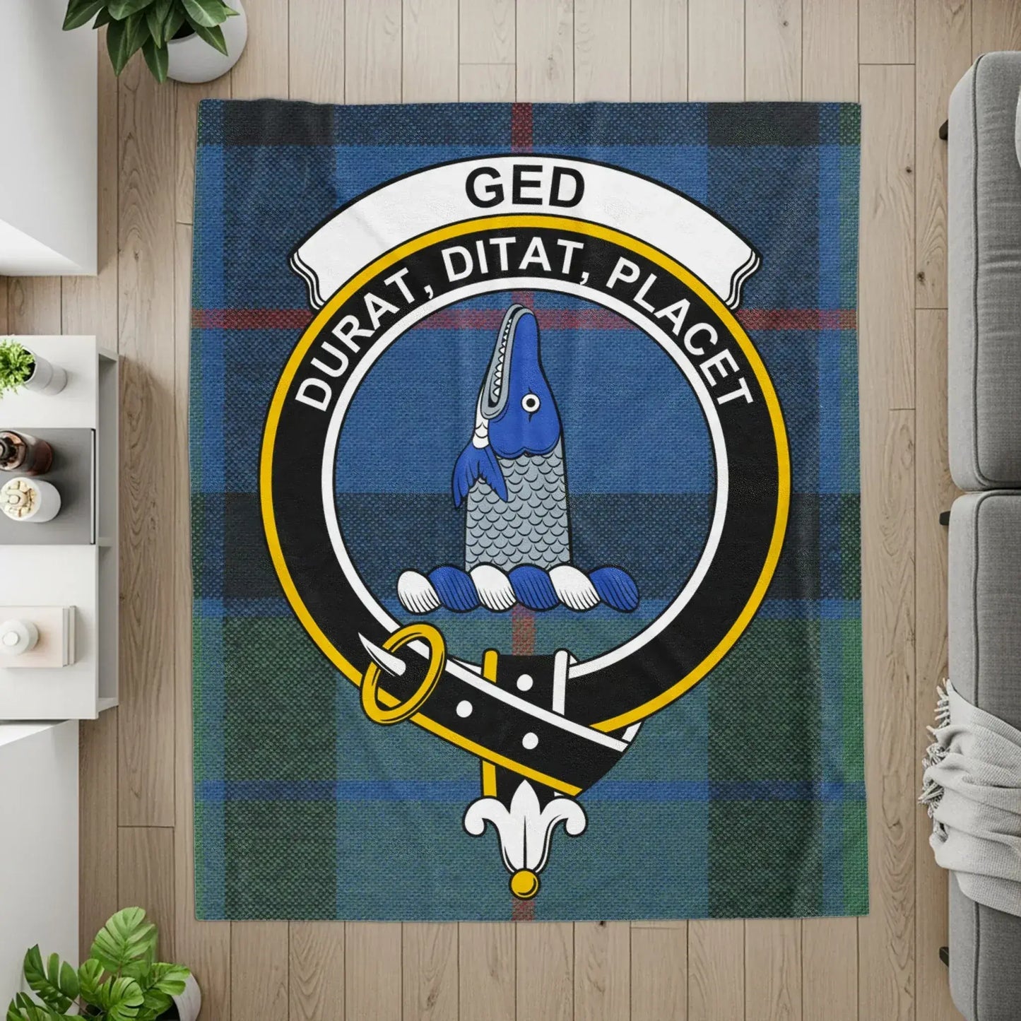 Scottish Clan Ged Crest Tartan Blanket product