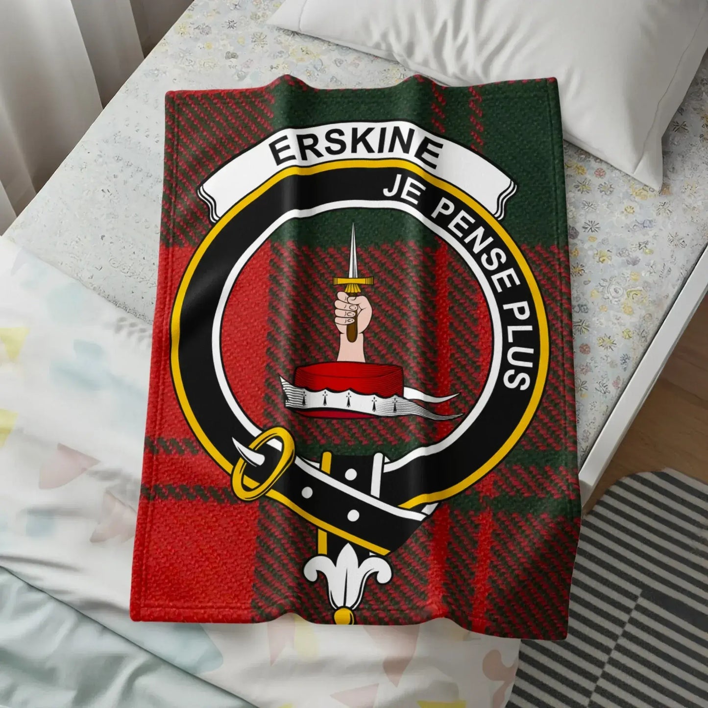 Clan Erskine Tartan Throw Blanket Cozy Home Product
