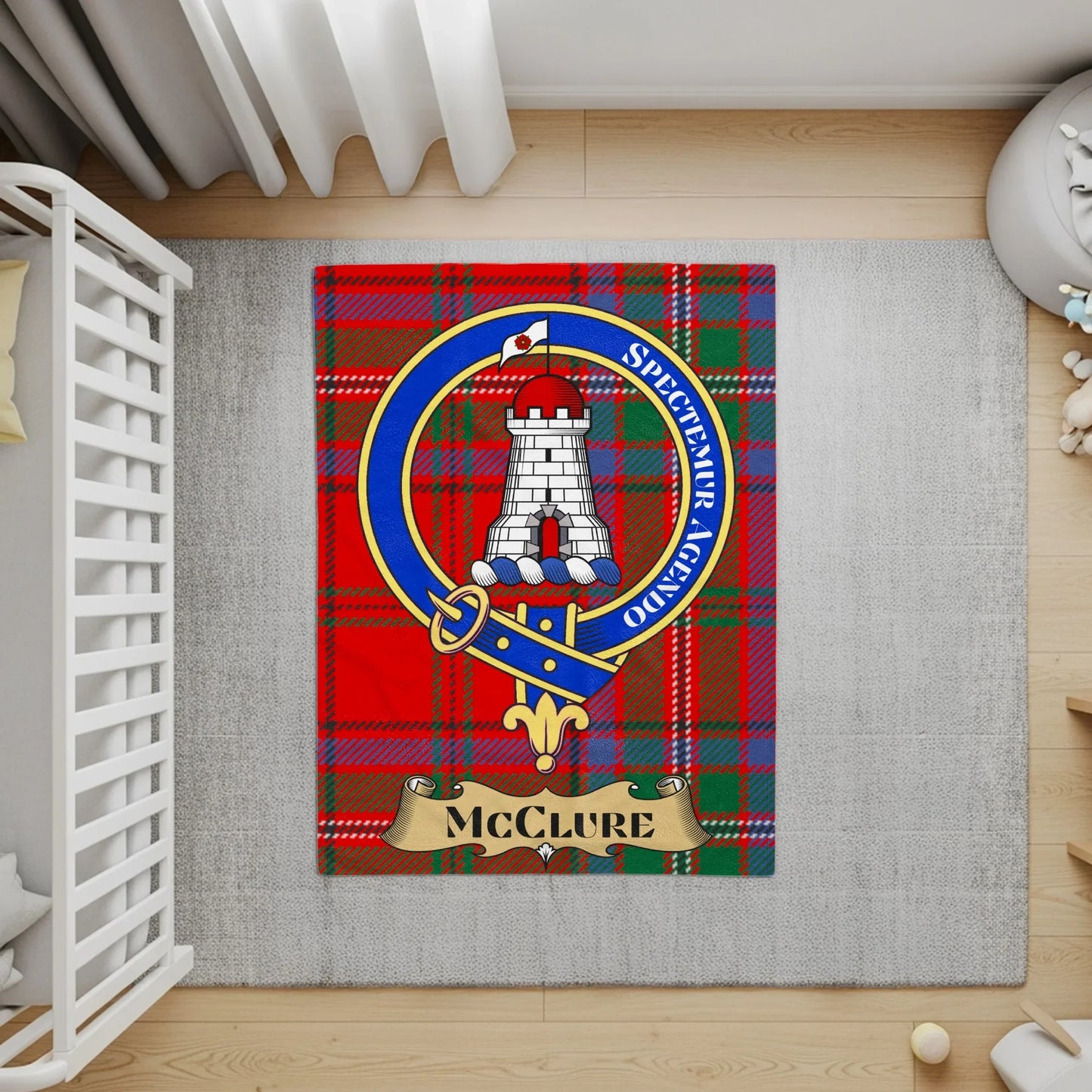 Personalized McClure Tartan Crest Design Rug product type