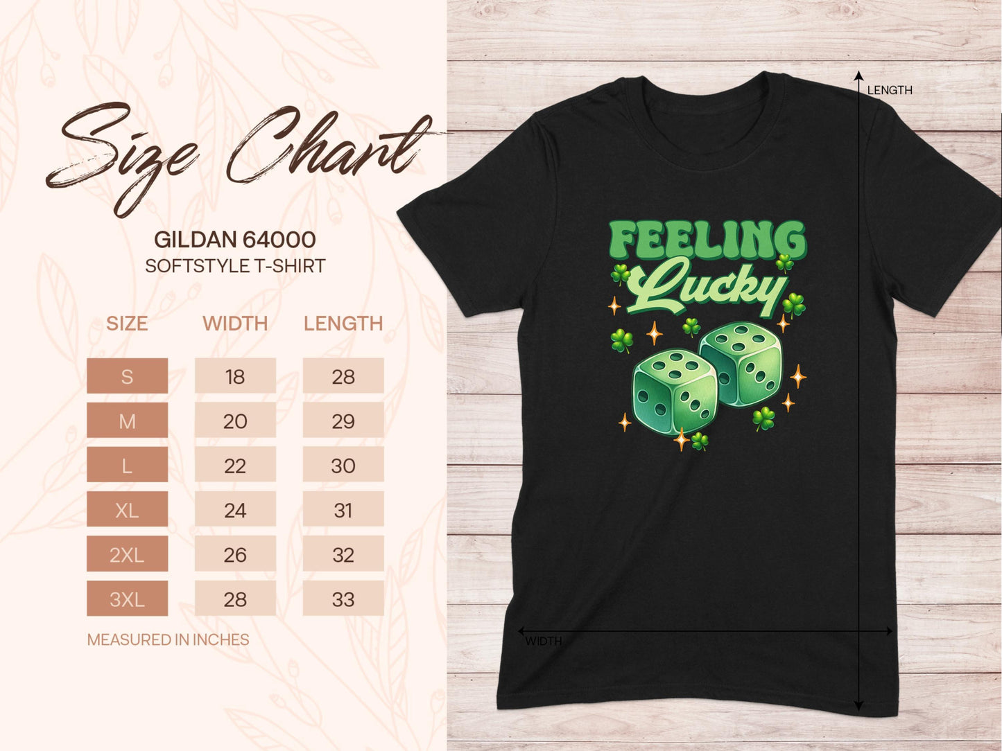 Feeling Lucky Graphic Dice and Clovers Design t-shirt - Celtic Ancestry Gifts