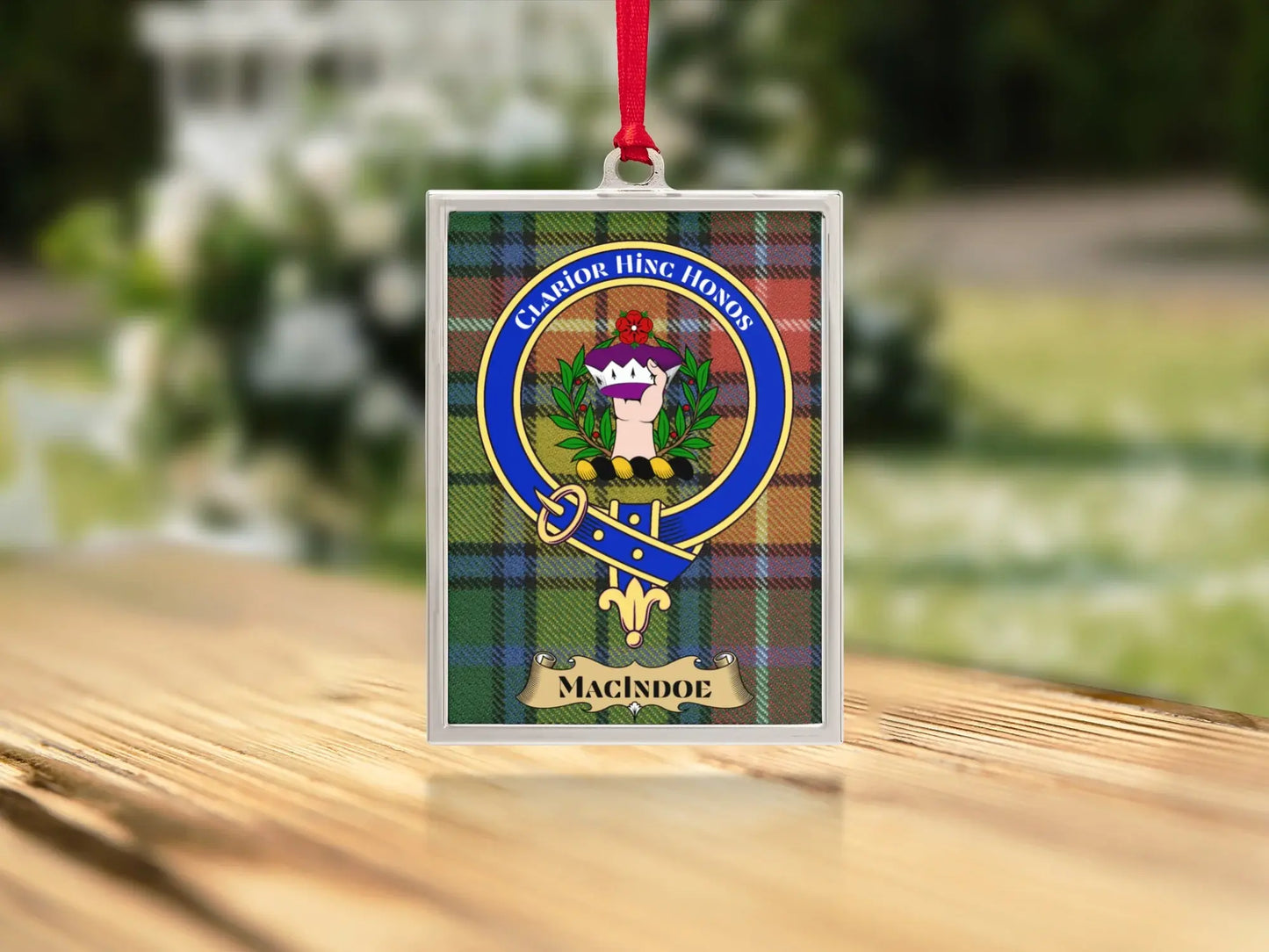 Clan Macindoe Crest Plaid Acrylic Ornament product