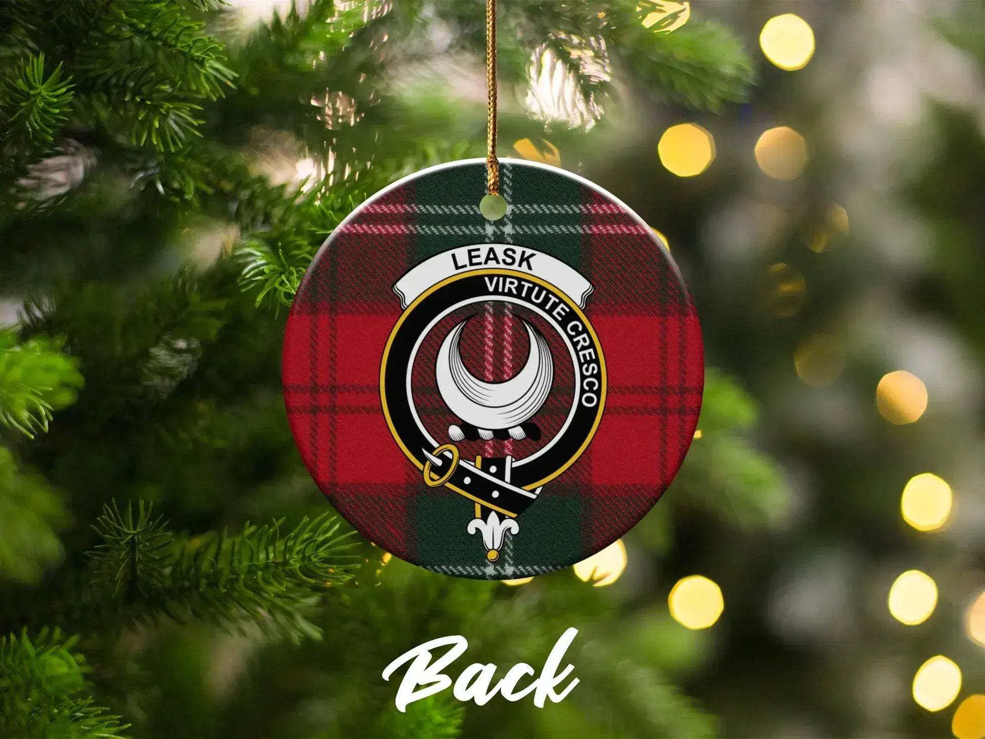 Leask Virtute Cresco Tartan Christmas Ornament product type