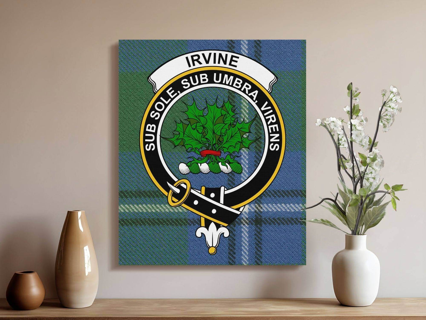 Irvine Scottish Tartan Crest Canvas - Celtic Ancestry Gifts