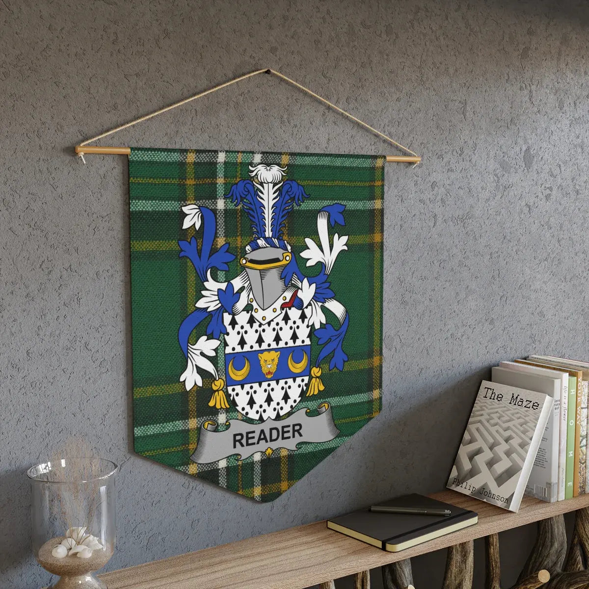Personalized Family Crest Plaid Wall Hanging Banner product